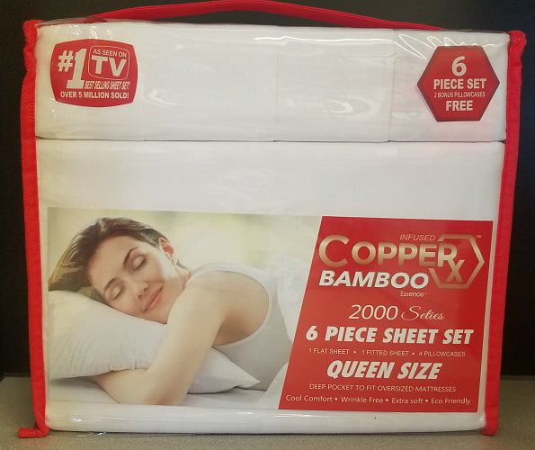Copper Infused Bamboo Essence Queen Sheet 6 Piece Set 