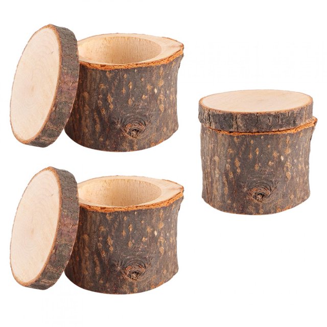 Cergrey DIY Box,3pcs/ Set Wooden Box DIY Rustic Wedding Holder Bearer Container Case for Valentines Day Anniversary,Wood Container