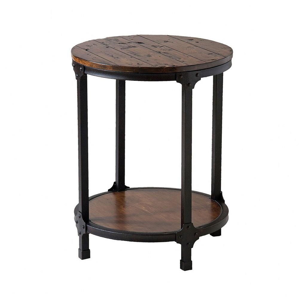 Round End/Side Table in Black/Reclaimed Wood finish with 4Legs