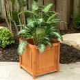thumbnail image 2 of Leisure Season Preston Square Wood Planter in Medium Brown, 2 of 5