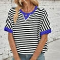 thumbnail image 6 of Ediodpoh Women's Casual Striped Batwing Sleeve T Shirt Soft Round Neck Summer Top for Home Outdoor Wear with Jeans Tshirts Shirts for Women Black S, 6 of 9