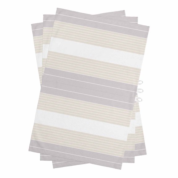 Gray Beige Stripe Kitchen Towels Set of 3, Water Absorbent Dish Towel, Modern Art Horizontal Striped Decorative Hand Towels - Quick Drying Cloth for Cooking Baking, 18x28 Inch