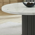 thumbnail image 3 of Valencia 54" Rd White Faux Marble Dining Tbl w/Gray PVC Pedestal+Gray Wood Base, 3 of 5