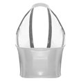 thumbnail image 4 of TSSOE Womens Glossy Leather Crop Tops Deep V Neck Punk Rivets Front Zip Tank Top Bodycon Vest Silver S, 4 of 5