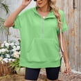 thumbnail image 4 of MEZZALL Women Solid Color Hoodies Sweatshirts Loose Zipper Pockets Short Sleeved Tops Basic Daily Outdoor Boho Travel, 4 of 8
