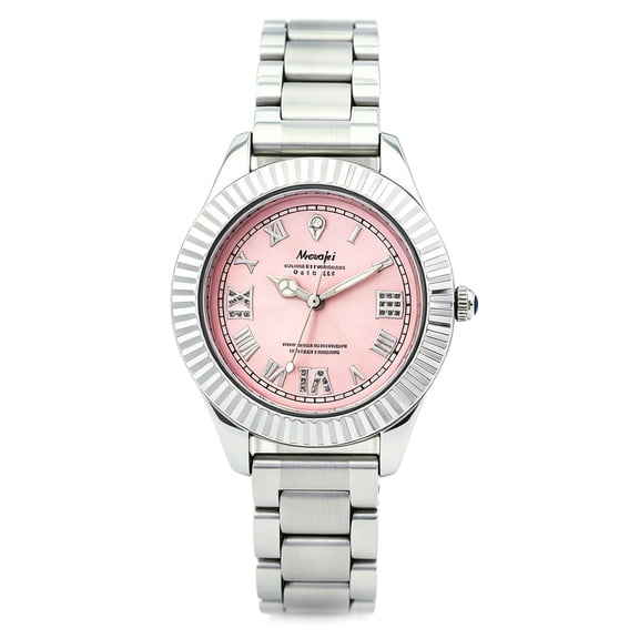 Elegant Women's Watch Crystal Accented with Solid Stainless Steel Band Dress Quartz Calendar Watches for Ladies