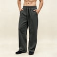 thumbnail image 6 of Mens Sweatpants Wide Leg Cotton Fleece Fall Winter Pants with Pockets Adjustable Tie Waist Loose Casual Sports (XL, Dark Gray), 6 of 6