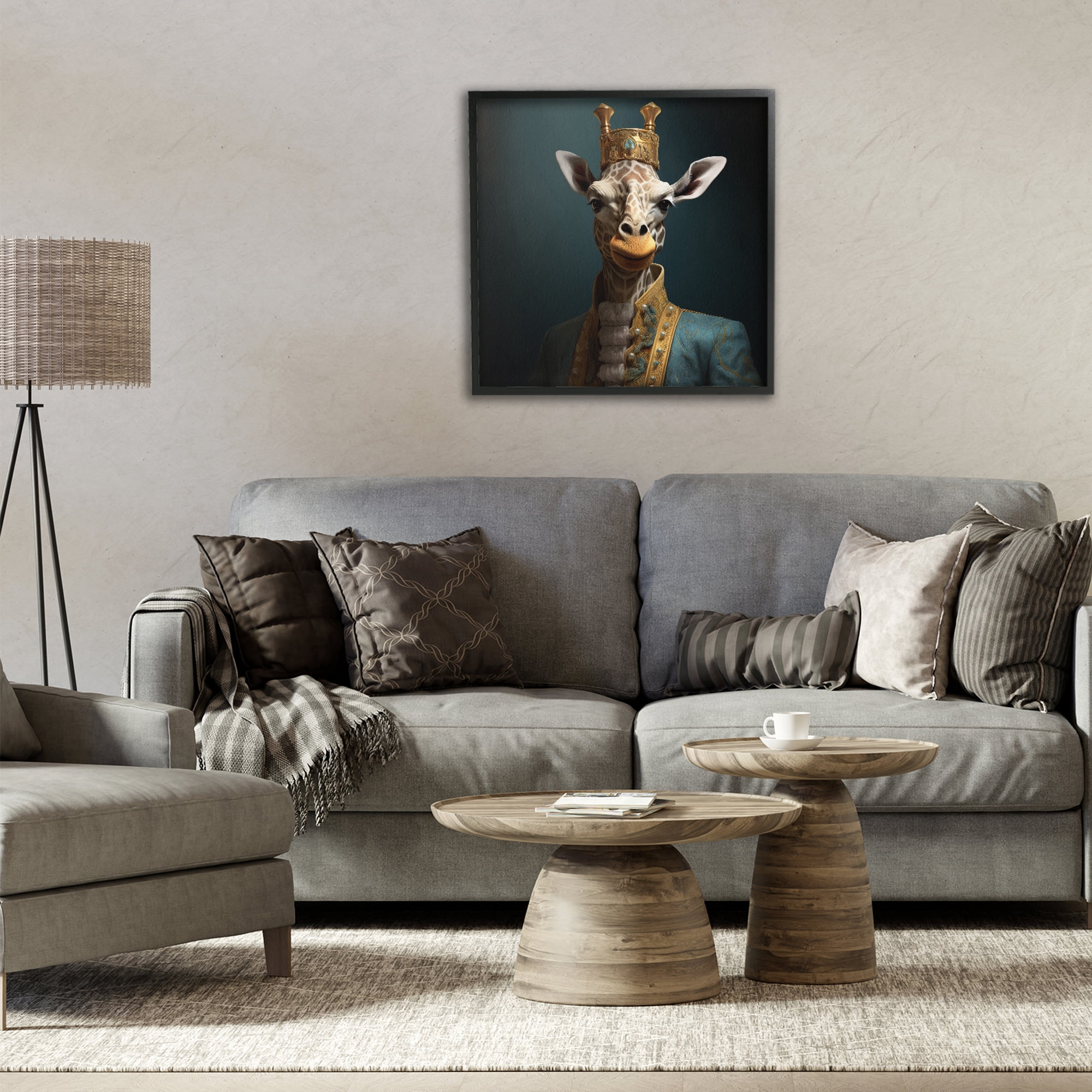 Stupell Industries Giraffe Gaze in Regal Crown Black Framed Giclee Art, design by Lazar Studio