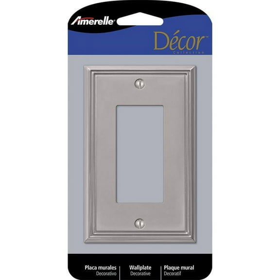 1 Pc, Amerelle Metro Brushed Nickel 1 Gang Die-Cast Metal Decorator Wall Plate 1 Pk