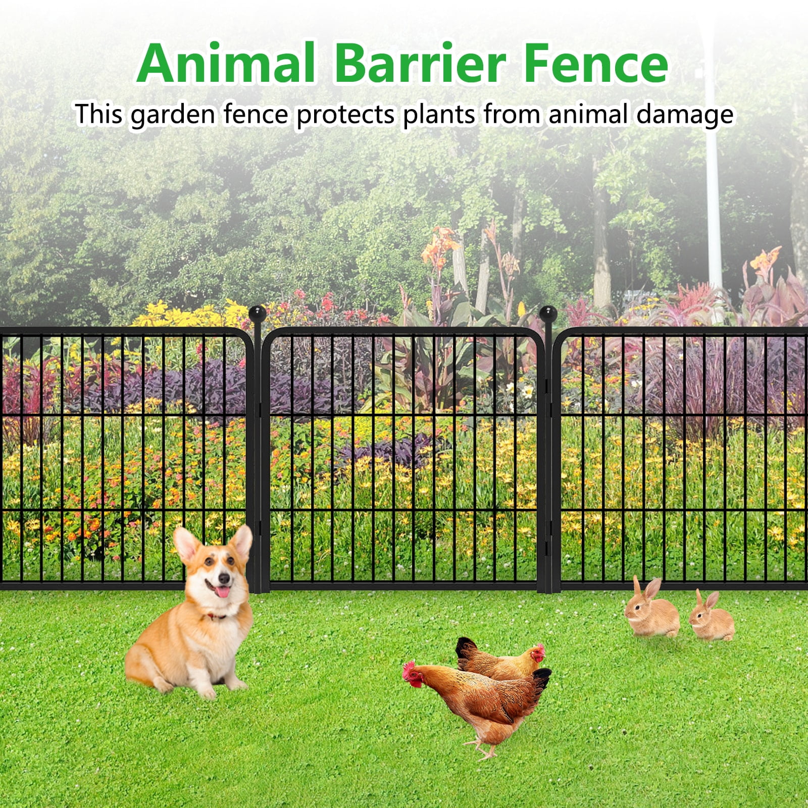 Jhsomdr Decorative Garden Fence 24" Height 20 Panels Metal Wire Animal Barrier Fence No Dig Garden Fencing for Yard Patio Outdoor
