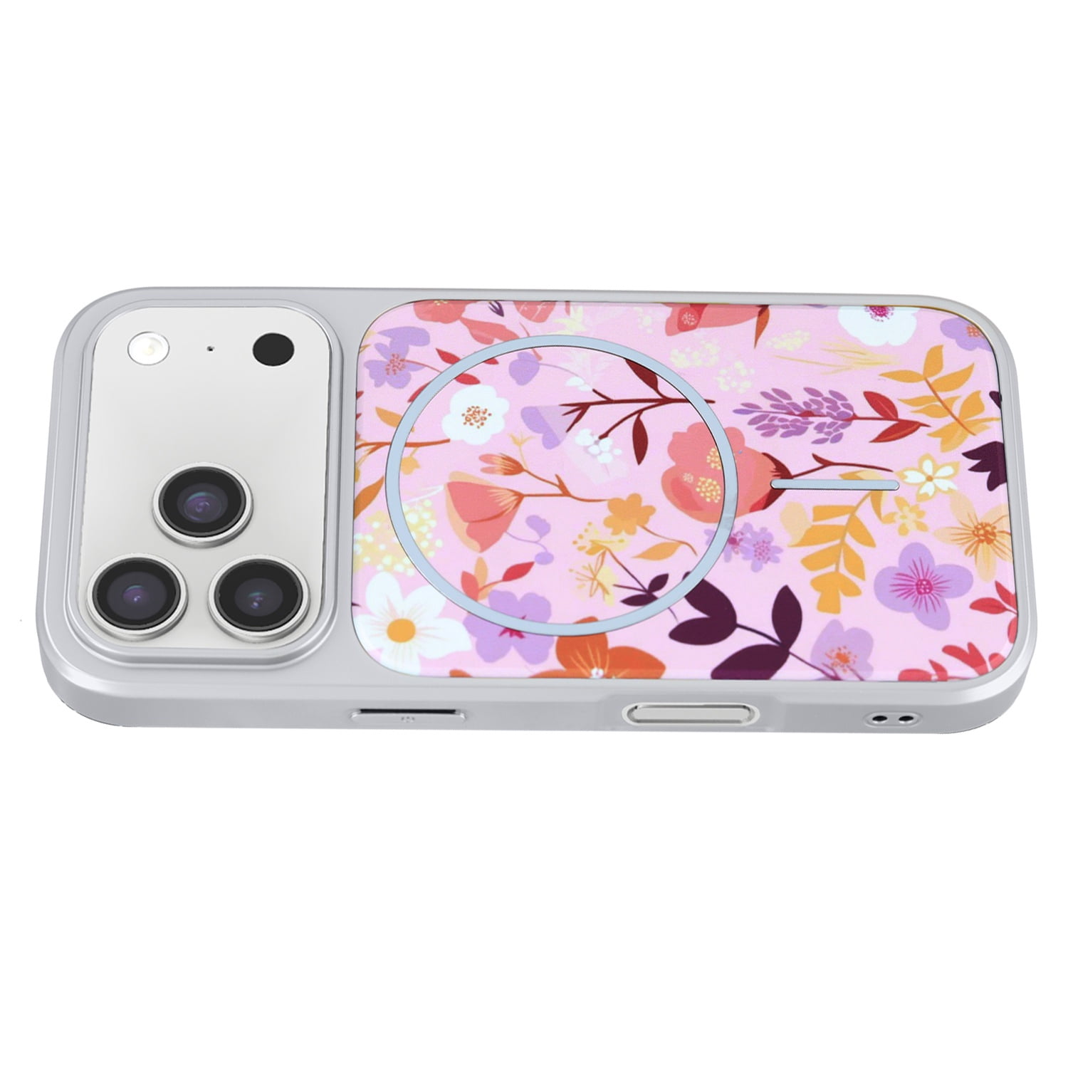 Flower Print MagSafe Case with Dual Layer Protection for iPhone 17 Pro Max - Pink