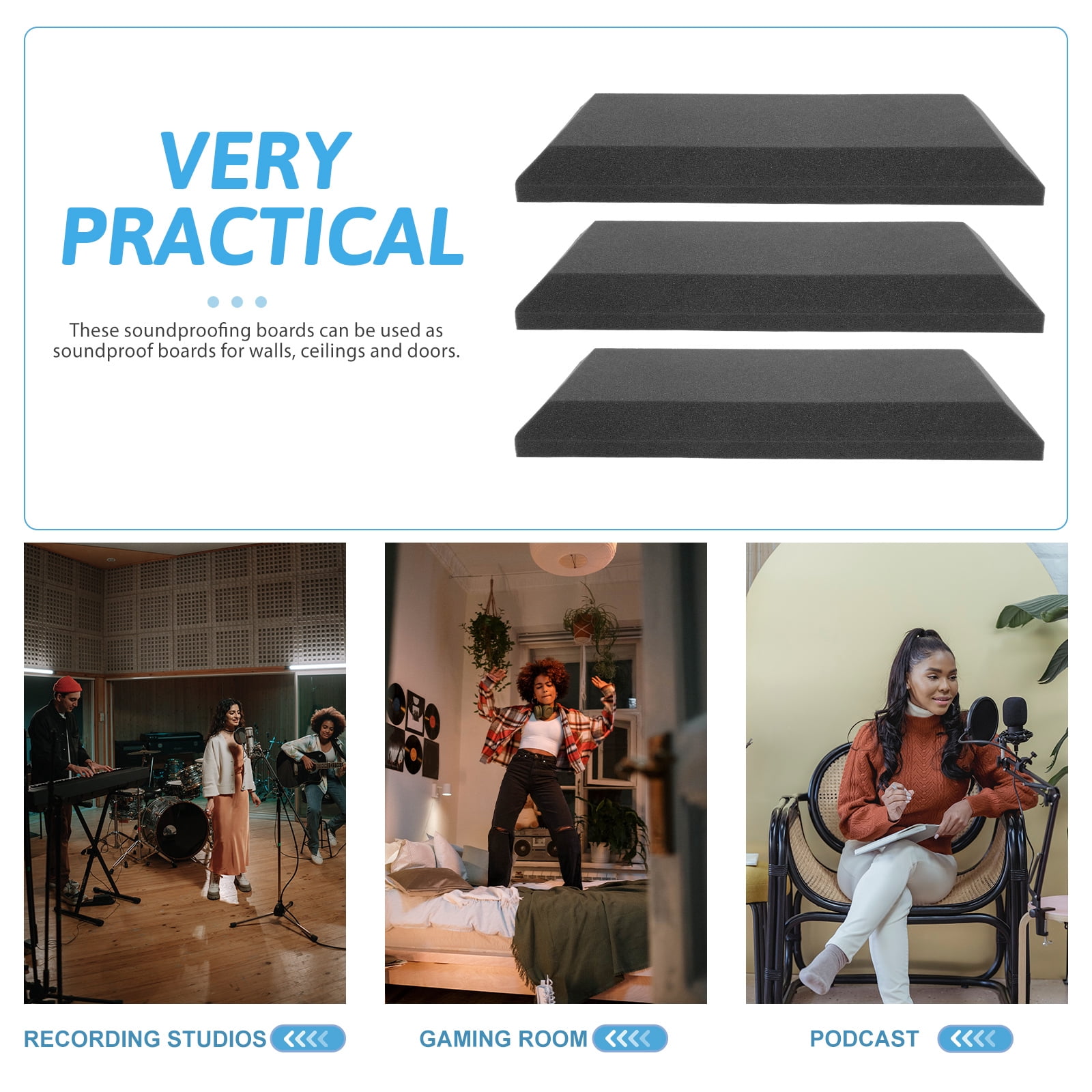 3-Pack Soundproof Acoustic Wall Panels for Effective Noise Reduction and Sound Absorption