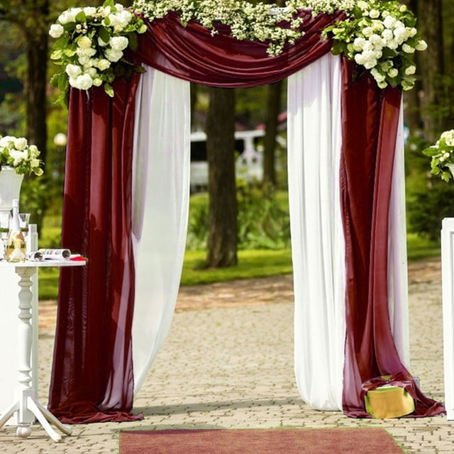 Ruiboury 2pieces Wedding Arch Drape Elegant Chiffon Fabric Draping Curtain For Courtyard Wedding For Wedding Pale Blue