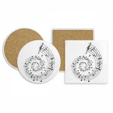 

Musical Note Music Score Coaster Cup Mug Holder Absorbent Stone Cork Base Set