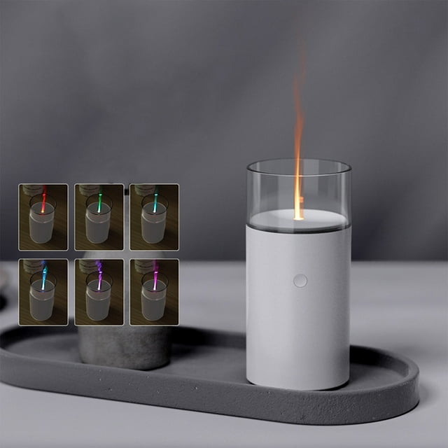 EGNMCR Flame Humidifier, Portable-Noiseless Aroma Diffuser For Home, Office Or Yoga Essential Oil Diffuser With No-Water Auto-Off Protection Home humidifier