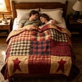 thumbnail image 6 of Yardvibe 4th of July Vintage Blanket, 59.05x78.74 Inch Independence Day Five-Pointed Star Checkered Print Flannel Blanket, Patriotic Retro Throw Blanket for Home Bedroom (D), 6 of 6