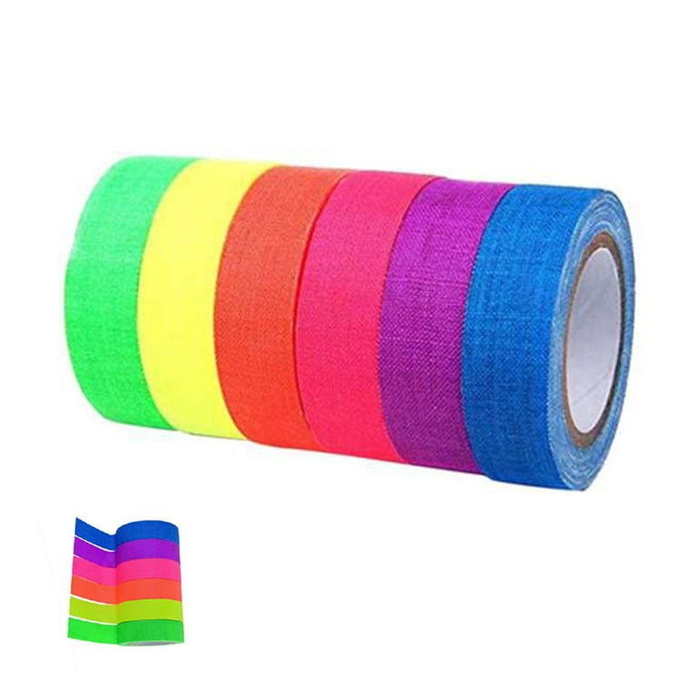 6 Rolls UV Tape Blacklight Reactive Tapes, Adhesive Fluorescent Neon Tapes  6 Colors Glow in The Dark Tapes Super Bright Spike Tape for Glow Party