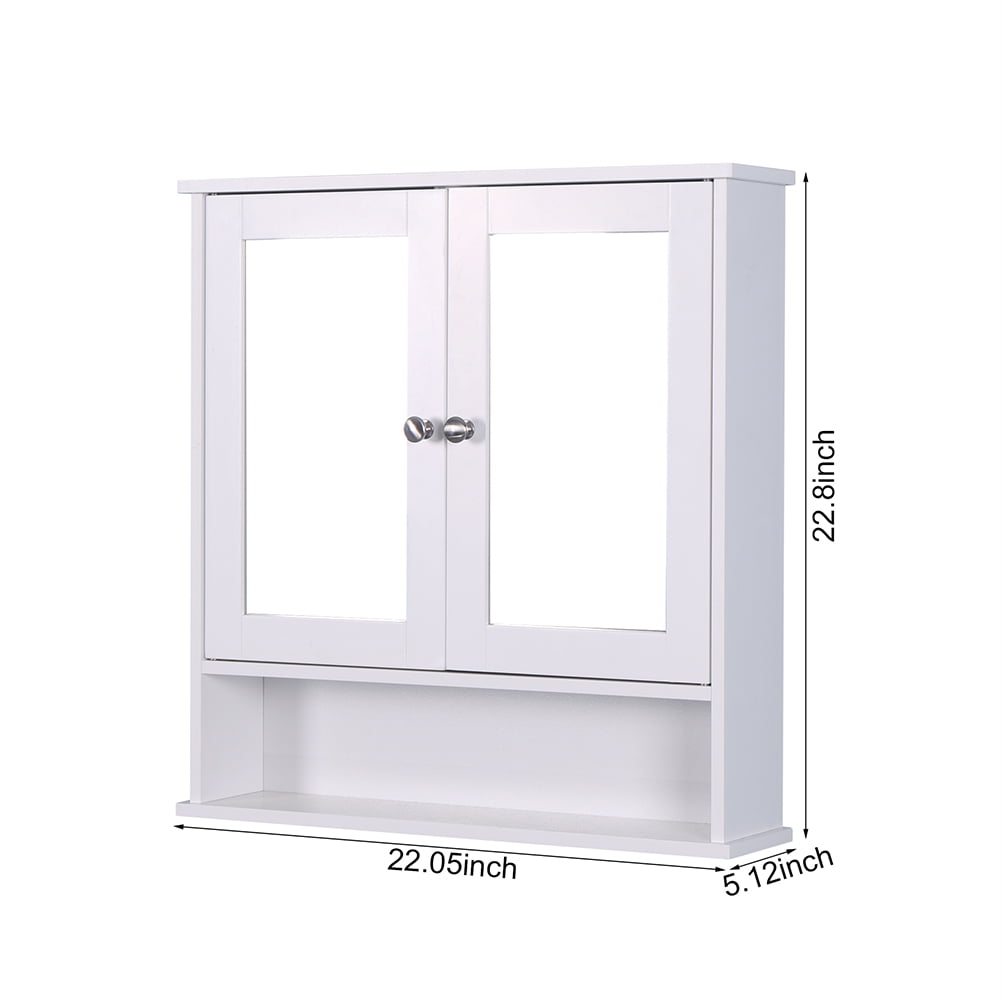 Kadyn Wall Mounted Bathroom Cabinet, MDF Storage Cabinet with 2 Mirror Doors and Adjustable Shelf, Modern Wall Cabinets for Bathroom, White