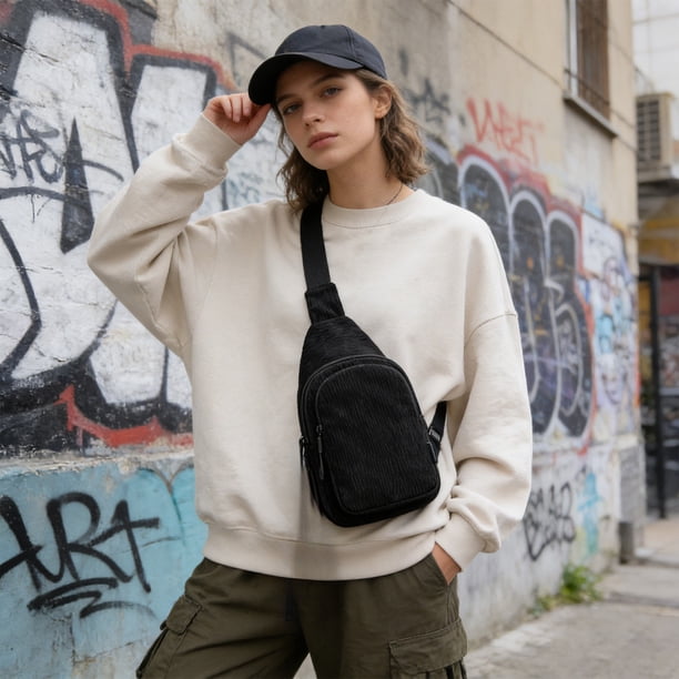 Bolso bandolera de pana para hombre, multifuncional, para deportes al aire libre, ocio, bandolera de hombro, mochila bandolera de pana.
