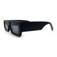 thumbnail image 6 of Narrow Rectangle Flat Top Horn Rim Thick Temple Plastic Sunglasses All Black, 6 of 8