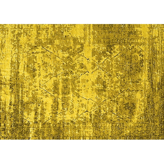 Ahgly Company Indoor Rectangle Oriental Yellow Industrial Area Rugs, 2' x 4'