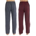 thumbnail image 2 of LNFINTDO 2 Pack Mens Flannel Pajamas Pants Plaid Pajama Bottoms Cotton Pj Pants for Men Sleep Loungewear, Red & Navy Stripe, Medium, 2 of 7