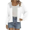 thumbnail image 3 of Aboser Womens Silky Satin Cardigan Open Front Long Sleeve Shrug Cardigans Elegant Blouses Loose Fit Cropped Shrugs Lightweight Solid Color Outwear, 3 of 9