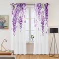 thumbnail image 2 of Wisteria Flowers Kitchen Curtains 84 Inch Length, Purple Floral Warercolor Summer Grommet Top Bedroom Living Room Curtains, Light Filtering Cafe Curtain Drapes 2 Panels Set 84''x84'', 2 of 9