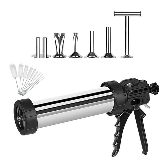 Homelife Stainless Steel Sausage Maker Kit Professional Beef Jerky Shooter for Ground Meat Large Capacity Jerky Maker with Meat Pusher Brushes Sausage Machine Set for Homemade Snacks