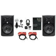 2) JBL 308P MkII 8" Studio Monitors+USB Interface Mixer+Headphones+Condenser Mic