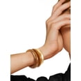 thumbnail image 3 of Time and Tru Women's Bangle Bracelet Set, 3 Piece, Gold-Tone and Brown, 3 of 4