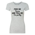 thumbnail image 3 of Wild Bobby, Black Feed Me Tacos And Tell Me I'm Pretty Cinco de Drinco Cinco De Mayo Womens Slim Fit Junior Tee, Heather Grey, Medium, 3 of 5