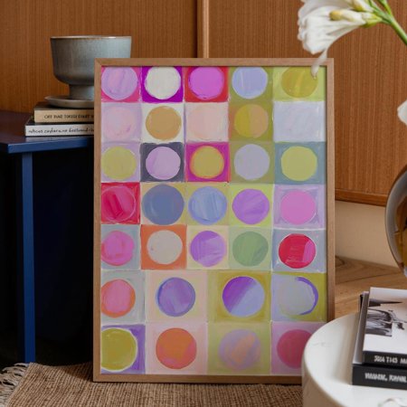 Abstract Wall Art Print : Colorful Geometric Decor (Physical Print) UNFRAMED PAPER POSTER Home Decor Vintage Gift Living Room Dercor