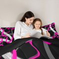 thumbnail image 4 of Manfei Abstract Brushstroke Twin Comforter Sets, Pink White Gray Bedding Set, Black Reversible 2pcs, 1 Comforter and 1 Pillowcase, 4 of 6
