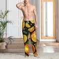 thumbnail image 5 of Uemuo Tangerine Pattern Men's Wide Leg Palazzo Lounge Pants with Pockets Light Weight Loose Comfy Casual Pajama Pants-Small, 5 of 9