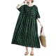 thumbnail image 2 of Vestido de lino de algodón vintage para mujer Vestido suelto de bolsillo de manga corta con cuell MABOTO Vestido de lino de algodón, 2 of 7