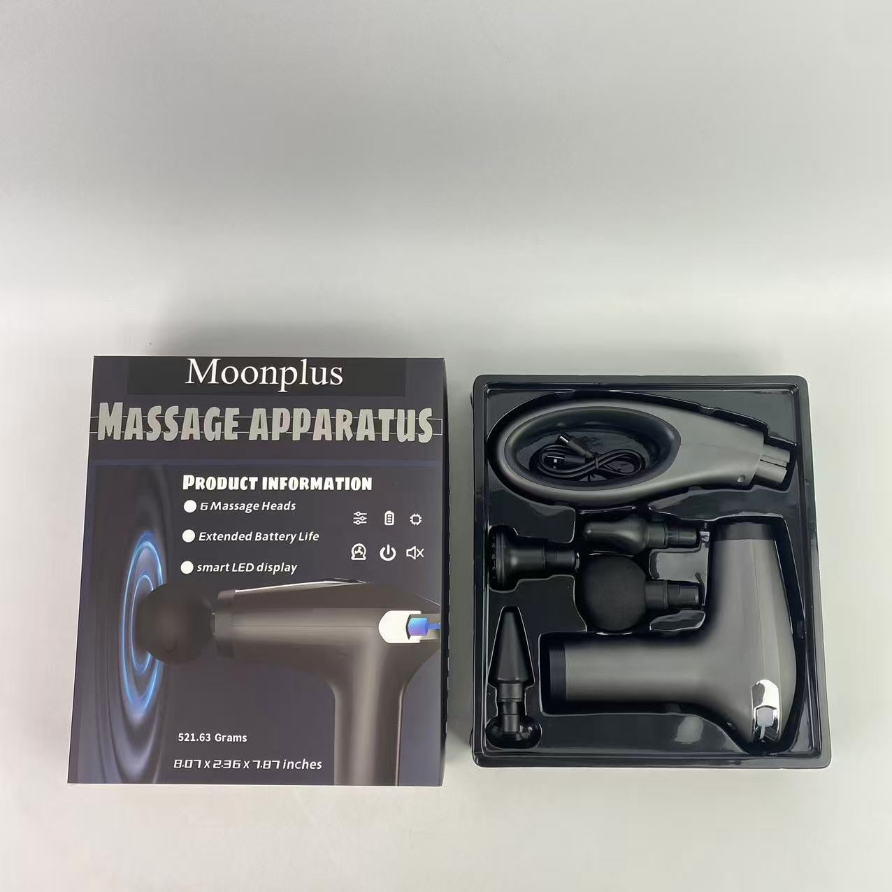 Moonplus Massage apparatus,Massage Gun, Muscle Therapy Gun for Athletes, Deep Tissue Percussion Body Muscle Massager with 30 Adjustable Speeds, 6 Types of Massage Heads
