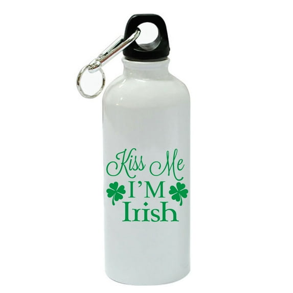 Kiss Me I'm Irish White Aluminum Sports 20 oz Water Bottle