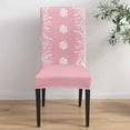 thumbnail image 4 of Chair Covers for Dining Room Set of 6,Merry Christmas Snowflake Texture Stretch Seat Protector Removable Washable Chairs Slipcovers for Kitchen Banquet Wedding Hotel,White Leaves Pine Cone on Red, 4 of 6