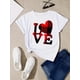 thumbnail image 3 of Camiseta elegante con estampado de letras para mujer - Cuello redondo, manga corta, algodón, lavable a máquina - Perfecta para verano y fitness. Para adultos, hombres, mujeres, adolescentes, jóvenes., 3 of 7