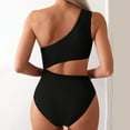 thumbnail image 6 of MIXUE Swim Suits for Women Solid Color One Shoulder Ruched Monokini Swimwears Bathing Suits,Black,XL, 6 of 7
