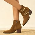 thumbnail image 6 of Mostsola Ankle Boots for Women Pointy Toe Stacked Heel Side Zipper Chelsea Fall Booties, 6 of 8