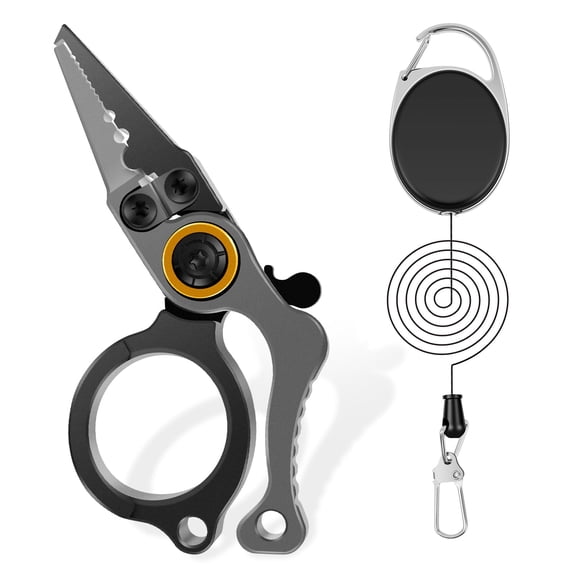TMWEFUSC Mini Fishing Pliers with Retractors Portable Aluminum Alloy Fish Hook Remover Tool Saltwater Resistant Fly Fishing Pliers for Anglers