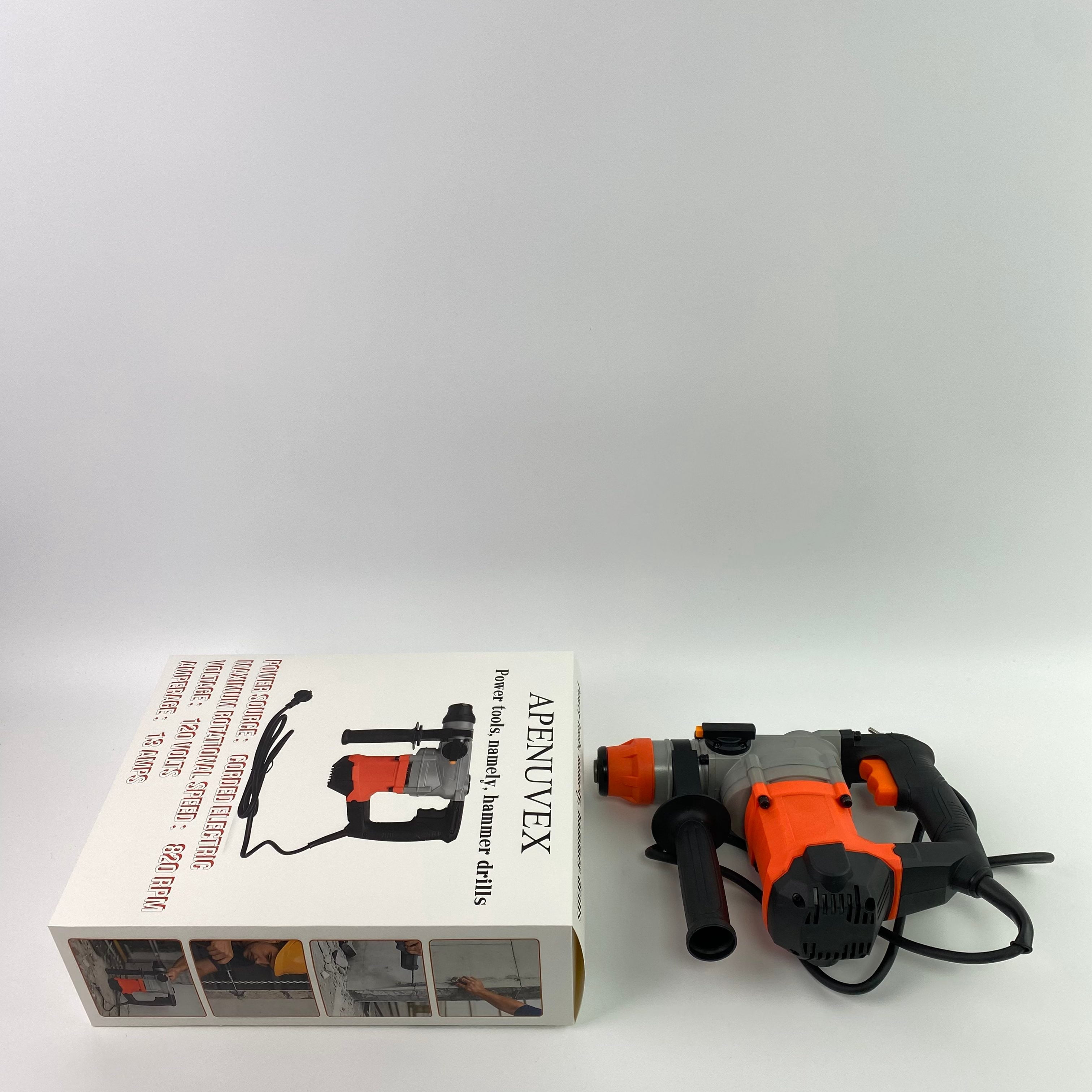 APENUVEX Power tools, namely, hammer drills,Rotary Hammer Drill with Vibration Control and Safety Clutch,13 Amp Heavy Duty 1-1/4 Inch Demolition Hammer for Concrete-Including