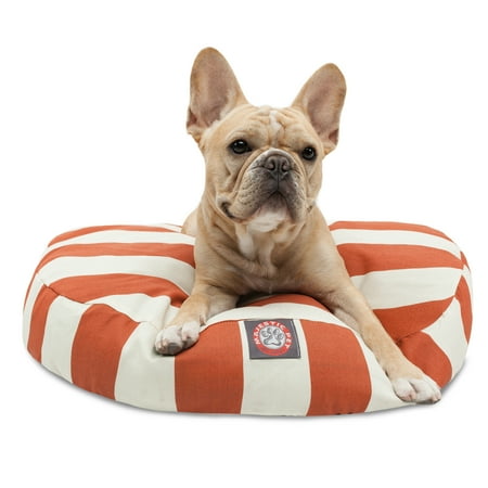 Majestic Pet Vertical Stripe Round Dog Bed Treated Polyester Removable Cover Machine Washable