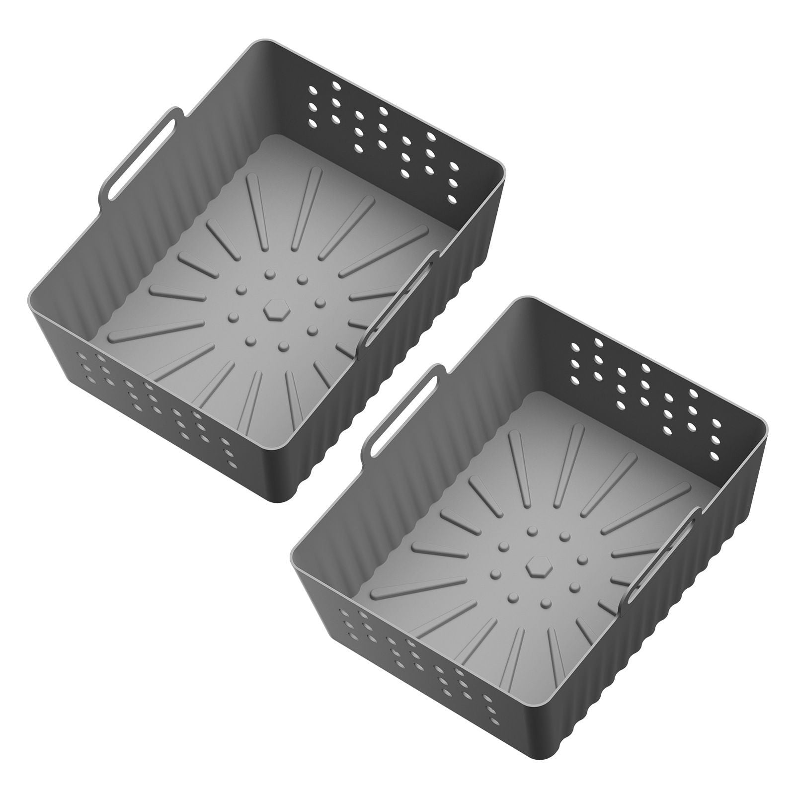Weloille Air Fryer Silicone Baking Mats 2PCS Set, Double Layer Blue Gray Healthy Material BPA Free Easy Demould for Efficient Cooking