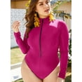 thumbnail image 3 of Women's Plus size Rashguard One Piece Swimsuit Zipper Surfing Shirt Sun Protection, 3 of 5