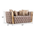 thumbnail image 4 of Naomi Button Tufted 3 Pc Set with Velvet Fabric and Gold Accent in Taupe, 4 of 6