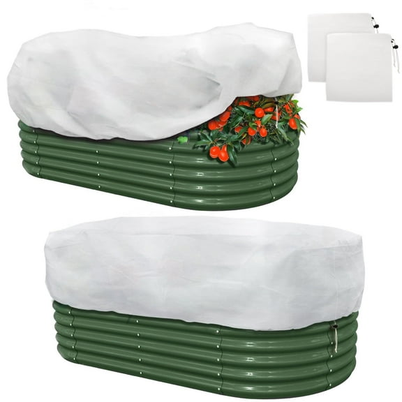 Plant Covers Freeze Protection, 2 Pack 4.1 x 2 x 1.6 ft Rectangular Raised Garden Bed Cover with Drawstring, 2.47oz Large Garden Box Frost Blankets Reusable Frost Cloth for Winter Outdoor Plants