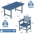 thumbnail image 3 of FOOWIN 7-Piece Patio Dining Set, HDPE All-Weather Outdoor Furniture with 6 Chairs and 1 Table, Blue, 3 of 9